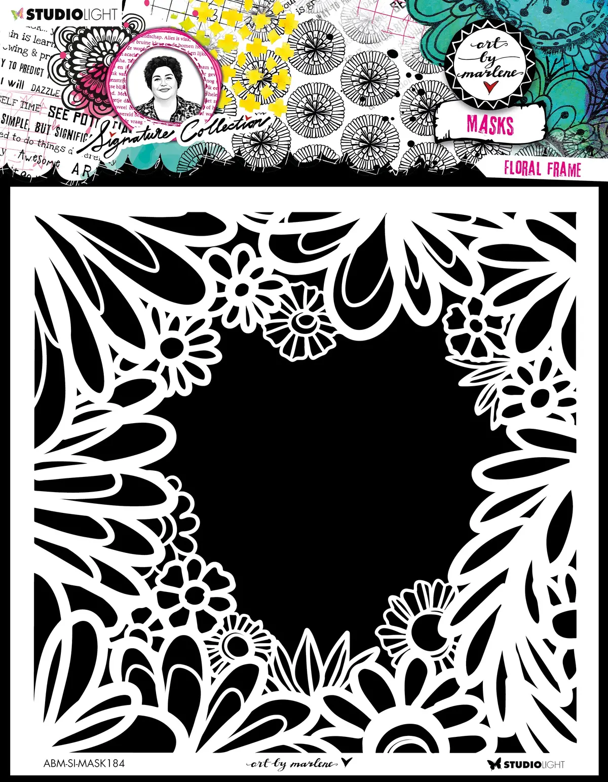 Abm Mask Floral Frame Signature Collection 203.2X203.2X1mm 1 Pc Nr.184 1