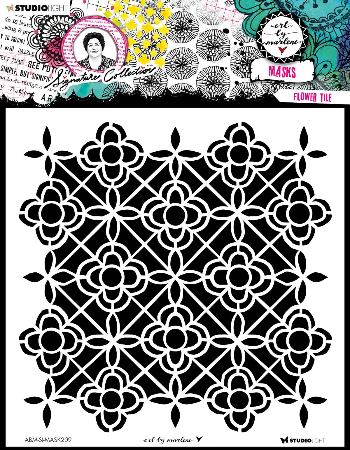 Abm Mask Flower Tile Signature Collection 203.2X203.2X1mm 1 Pc Nr.209 1