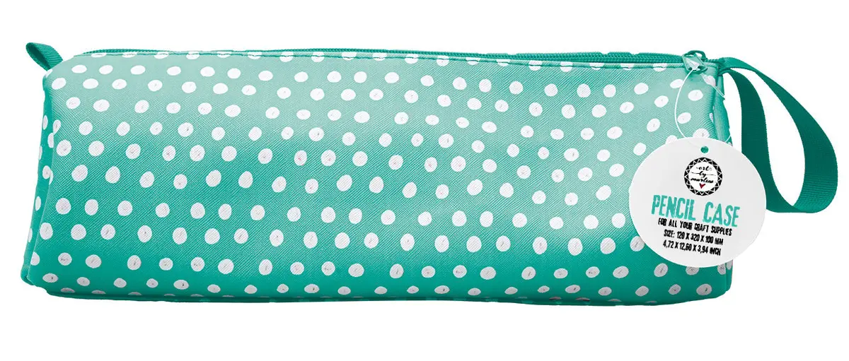 Abm Pencil Case Turquoise With White Dots Signature Collection 1 Pc 1