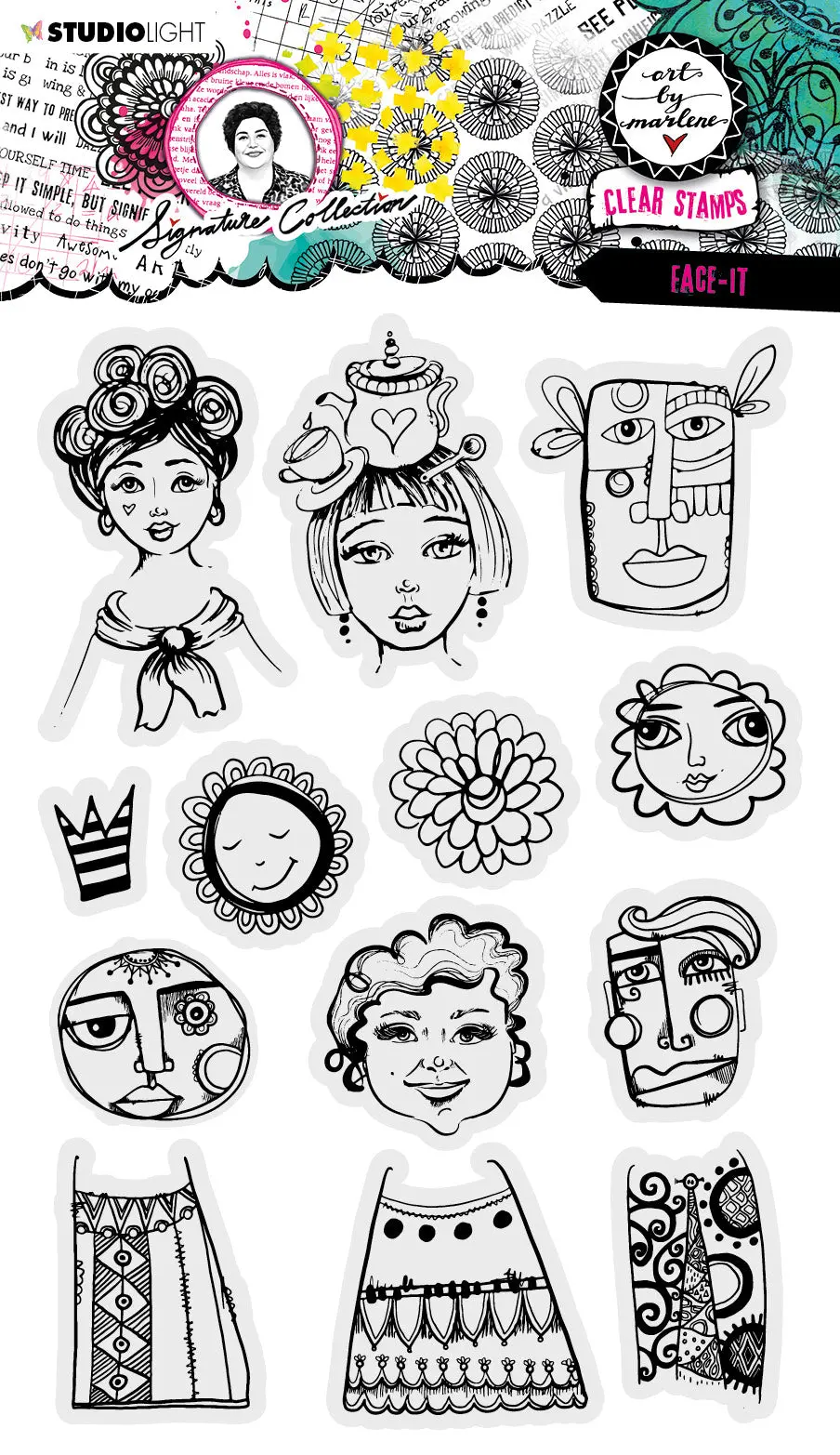 Abm Clear Stamp Face-It Signature Collection 148X210x3mm 13 Pc Nr.506 1