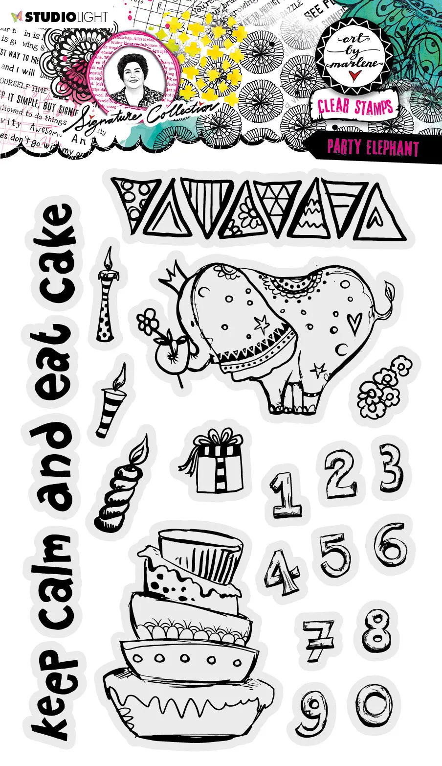 Abm Clear Stamp Party Elephant Signature Collection 148X210x3mm 23 Pc Nr.507 1