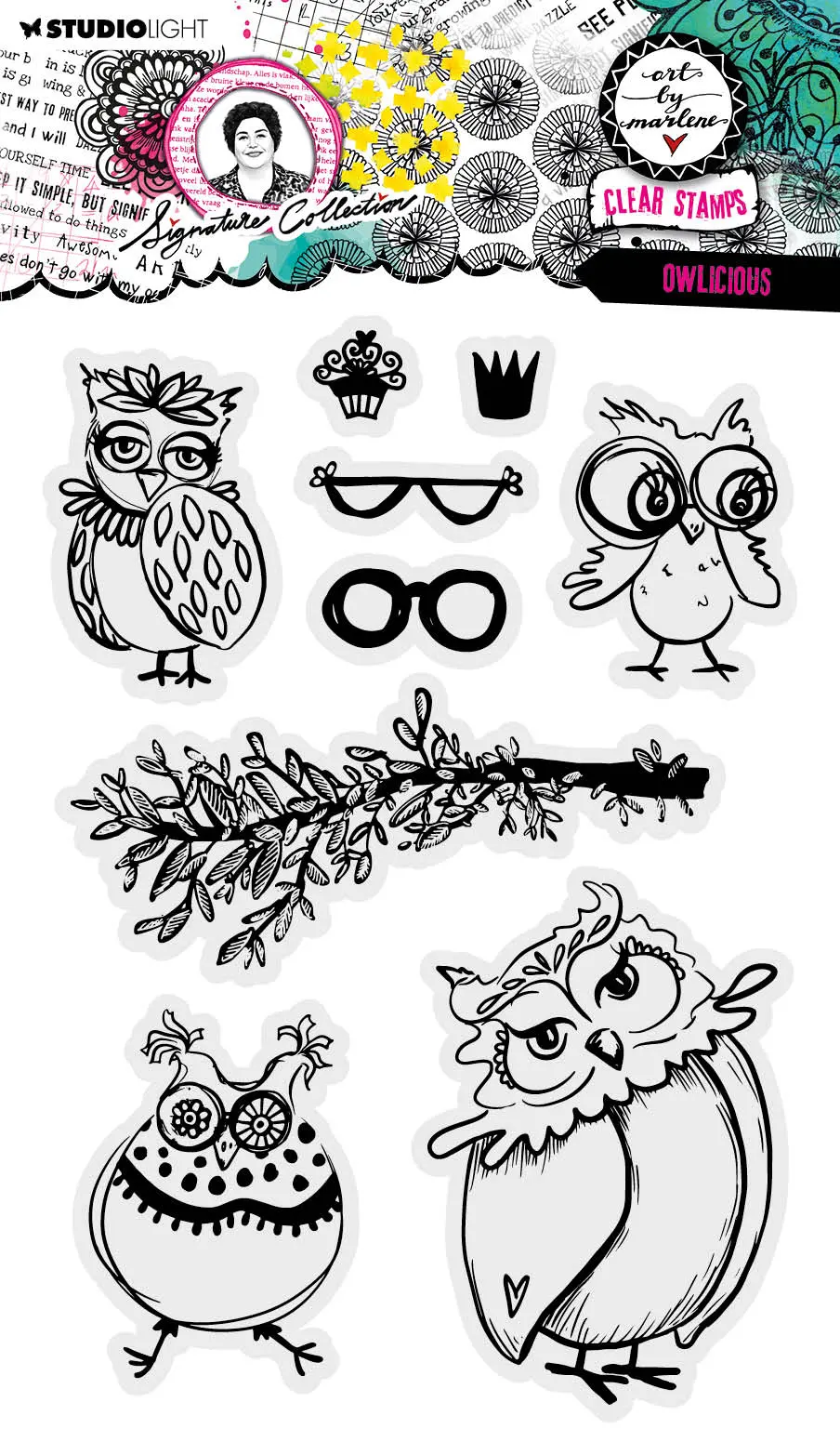 Abm Clear Stamp Owlicious Signature Collection 148X210x3mm 9 Pc Nr.637 1