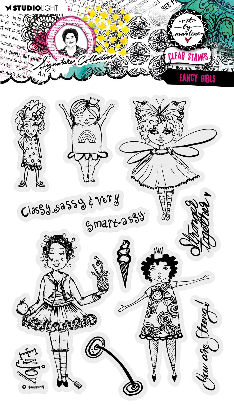 Abm Clear Stamp Fancy Girls Signature Collection 148X210x3mm 12 Pc Nr.638 1