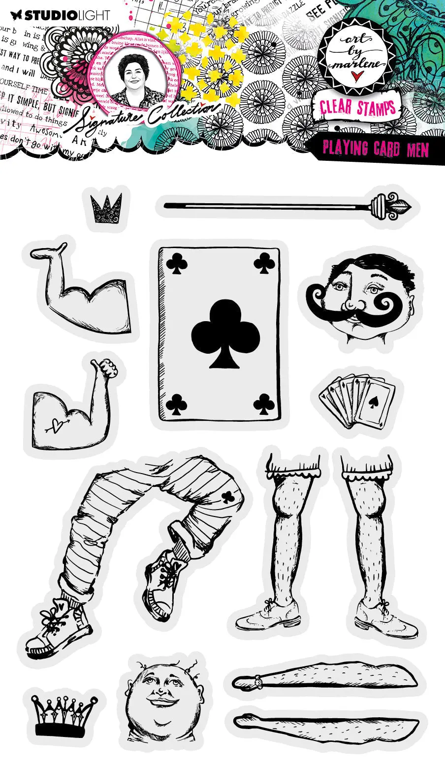Abm Clear Stamp Playing Card Men Signature Collection 14 Pc 1
