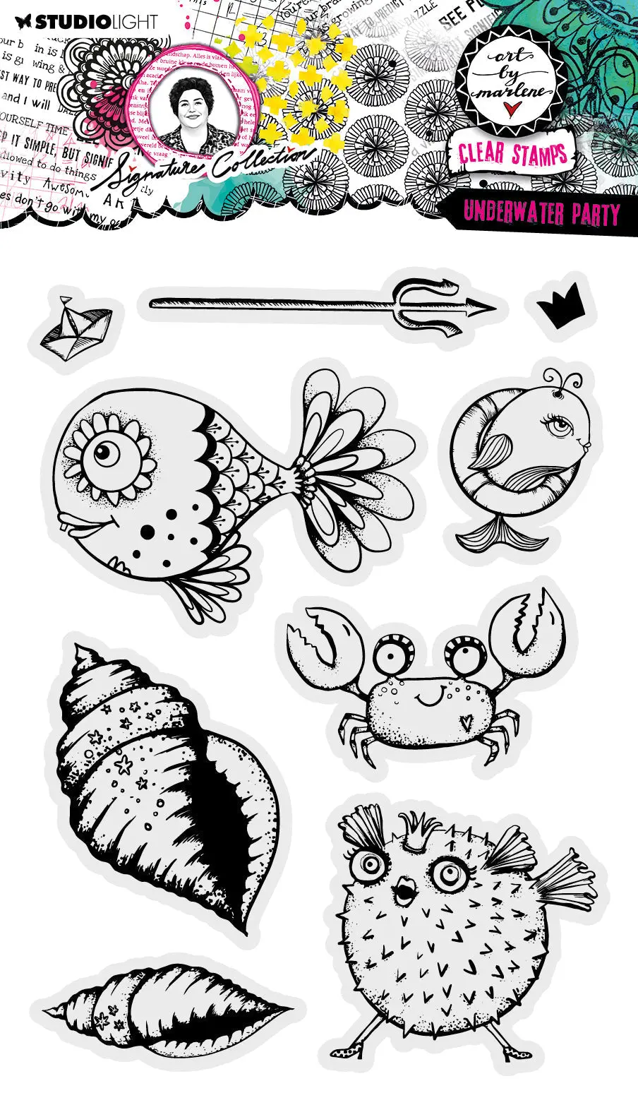 Abm Clear Stamp Underwater Party Signature Collection 9 Pc 1