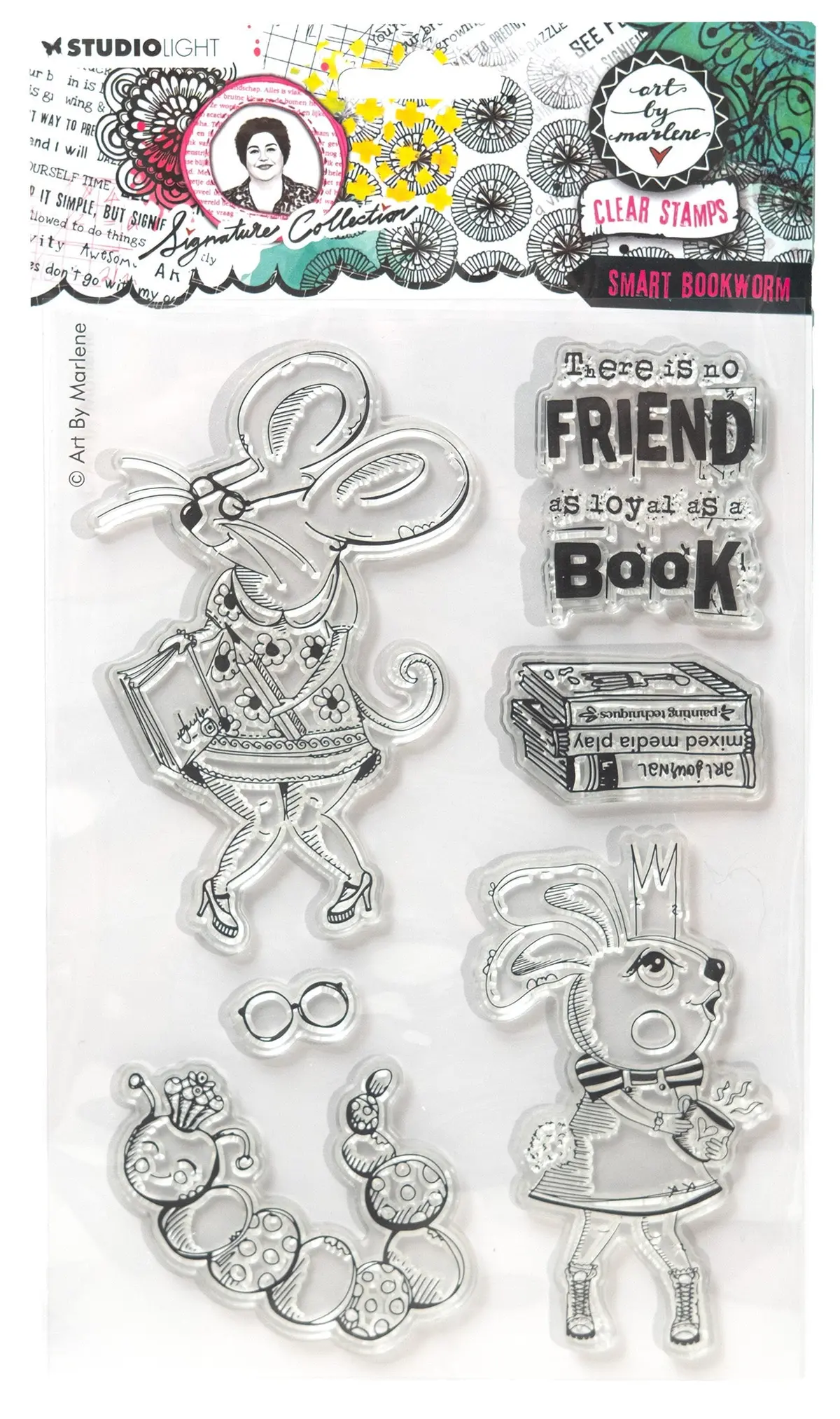 Abm Clear Stamp Smart Bookworm Signature Collection 6 Pc 1