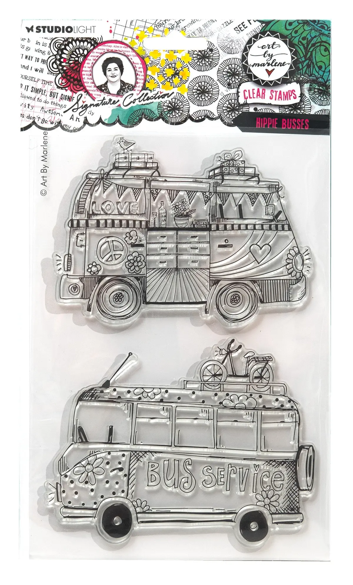 Abm Clear Stamp Hippie Busses Signature Collection 2 Pc 1