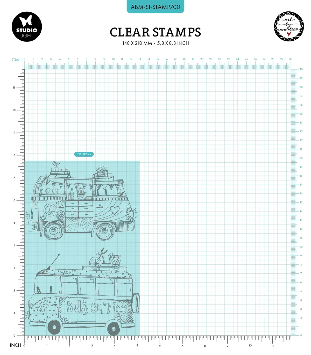 Abm Clear Stamp Hippie Busses Signature Collection 2 Pc 2
