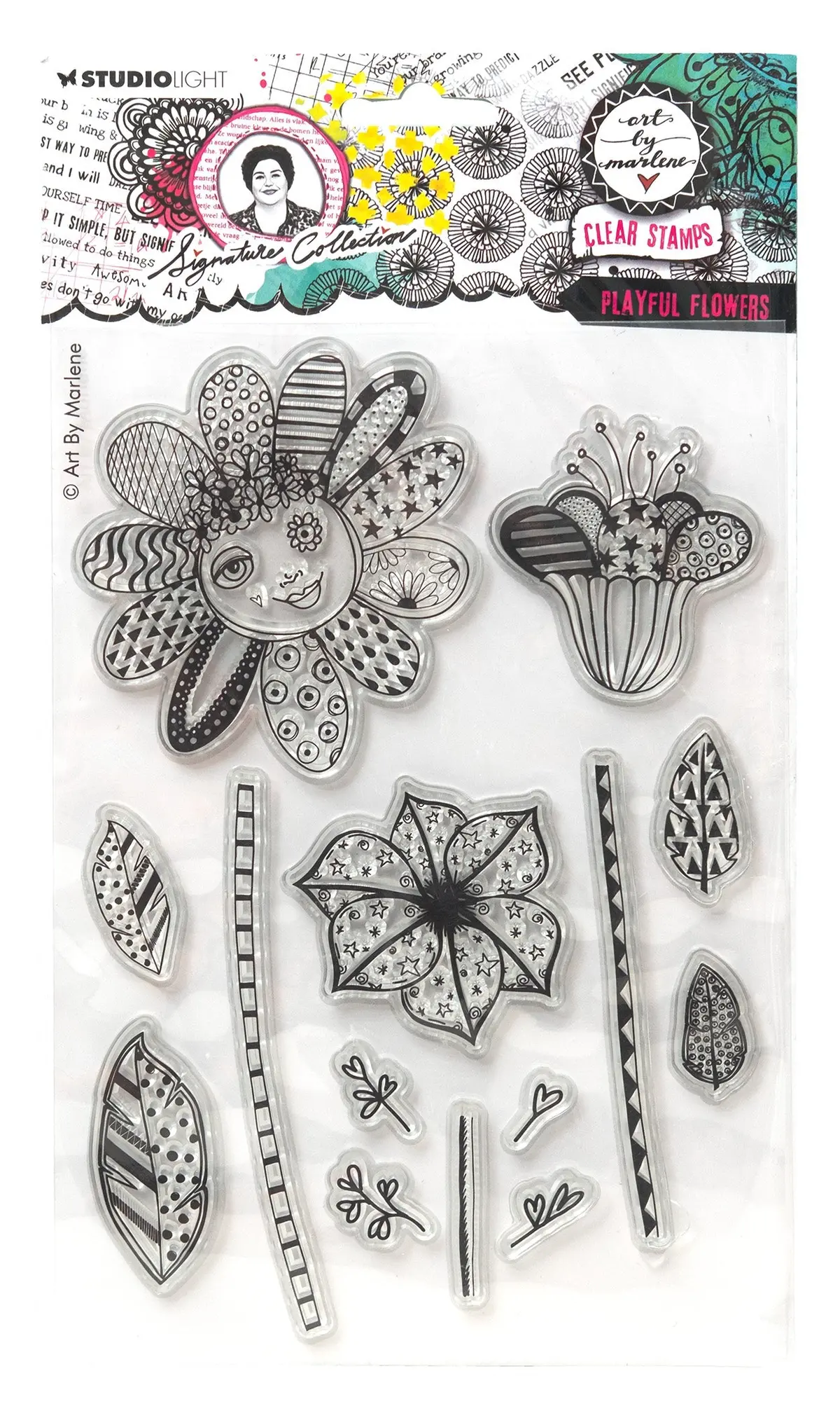 Abm Clear Stamp Playful Flowers Signature Collection 14 Pc 1