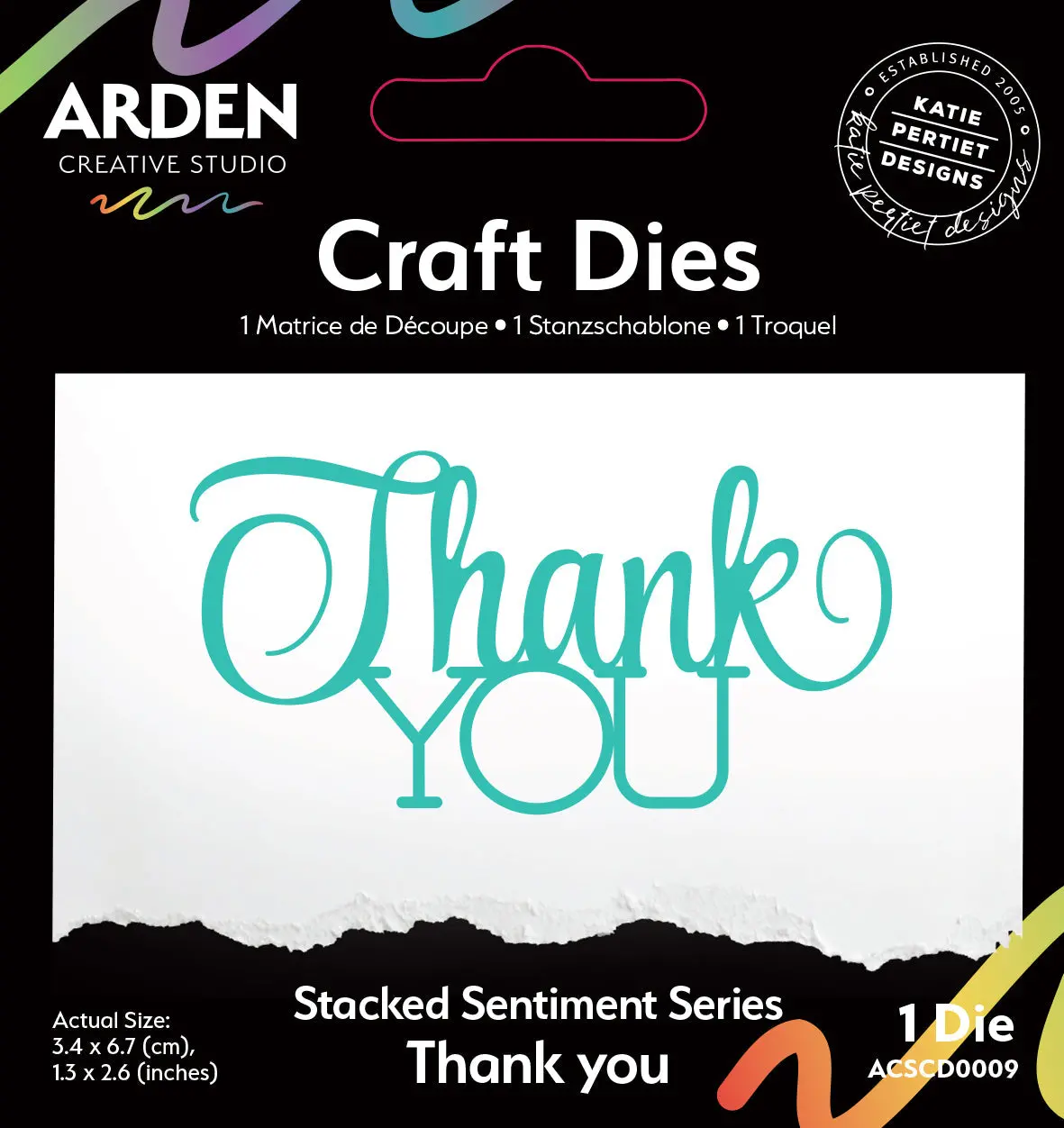 Arden Creative Studio Sentiment Series Stacked Thank You Craft Die 1