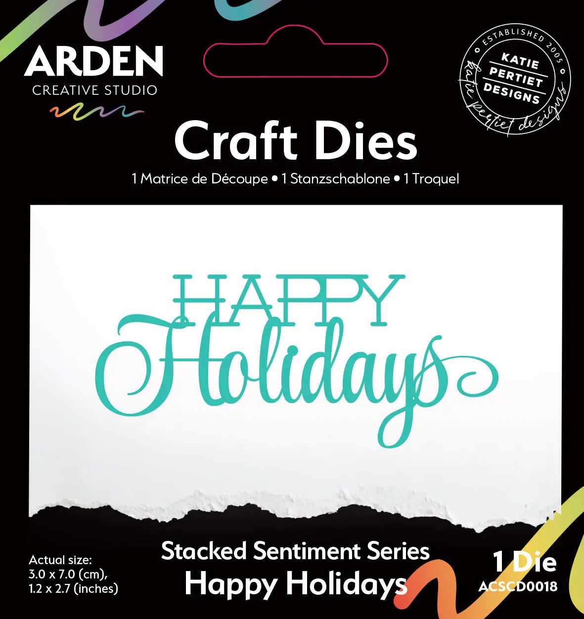 Arden Creative Studio Sentiment Series Stacked Happy Holidays Craft Die 1