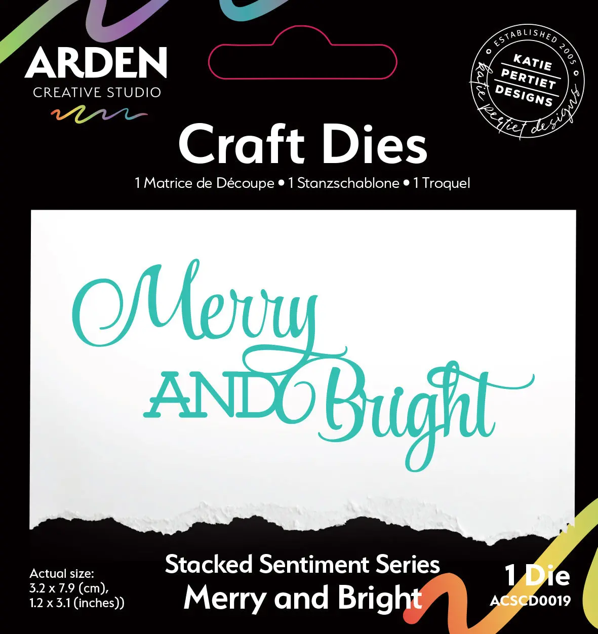 Arden Creative Studio Sentiment Series Stacked Merry And Bright Craft Die 1