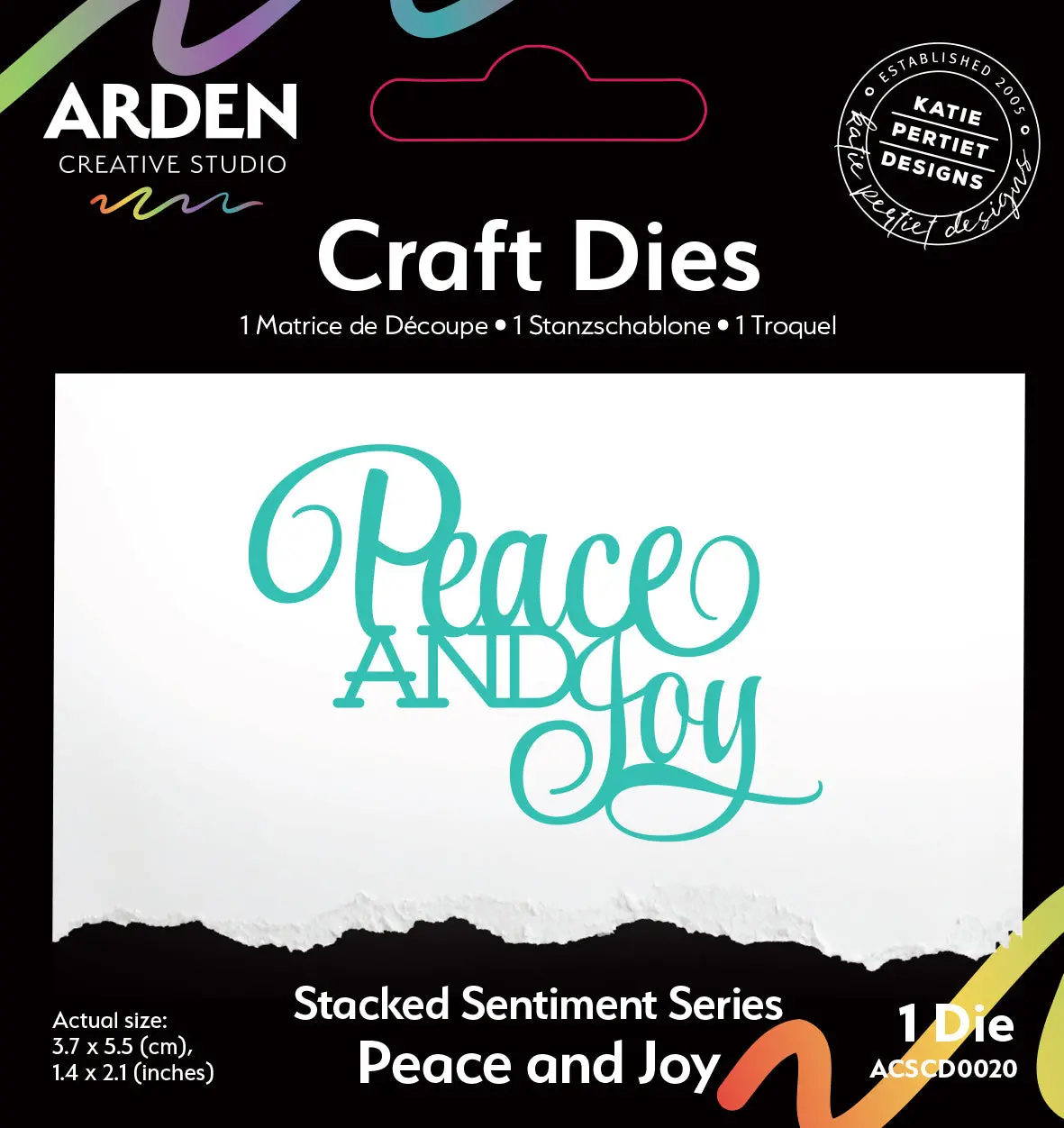 Arden Creative Studio Sentiment Series Stacked Peace And Joy Craft Die 1