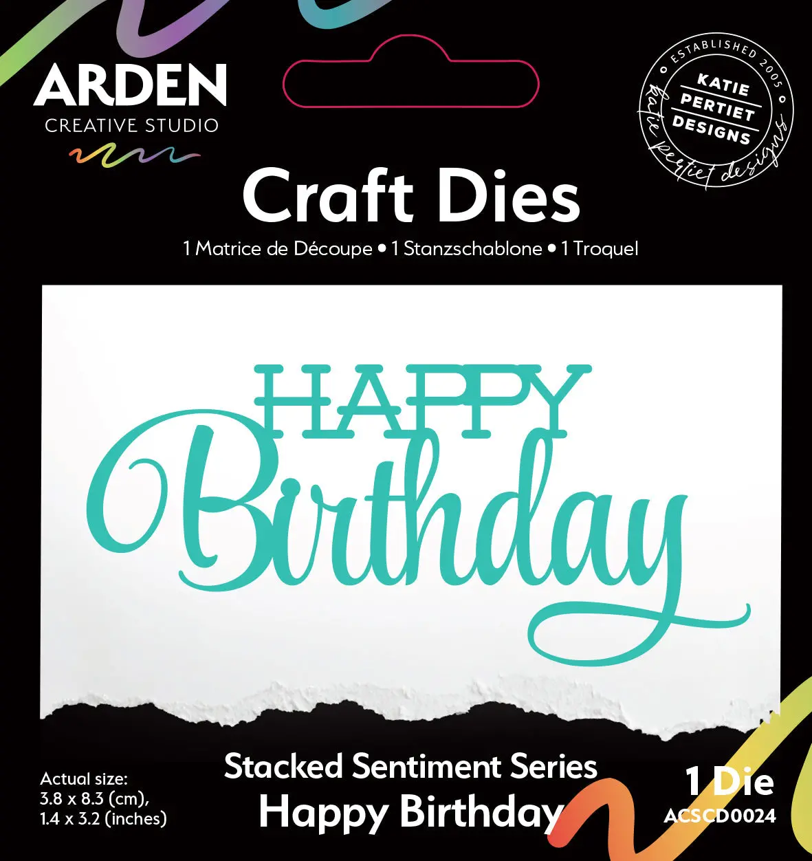 Arden Creative Studio Sentiment Series Stacked Happy Birthday Craft Die 1