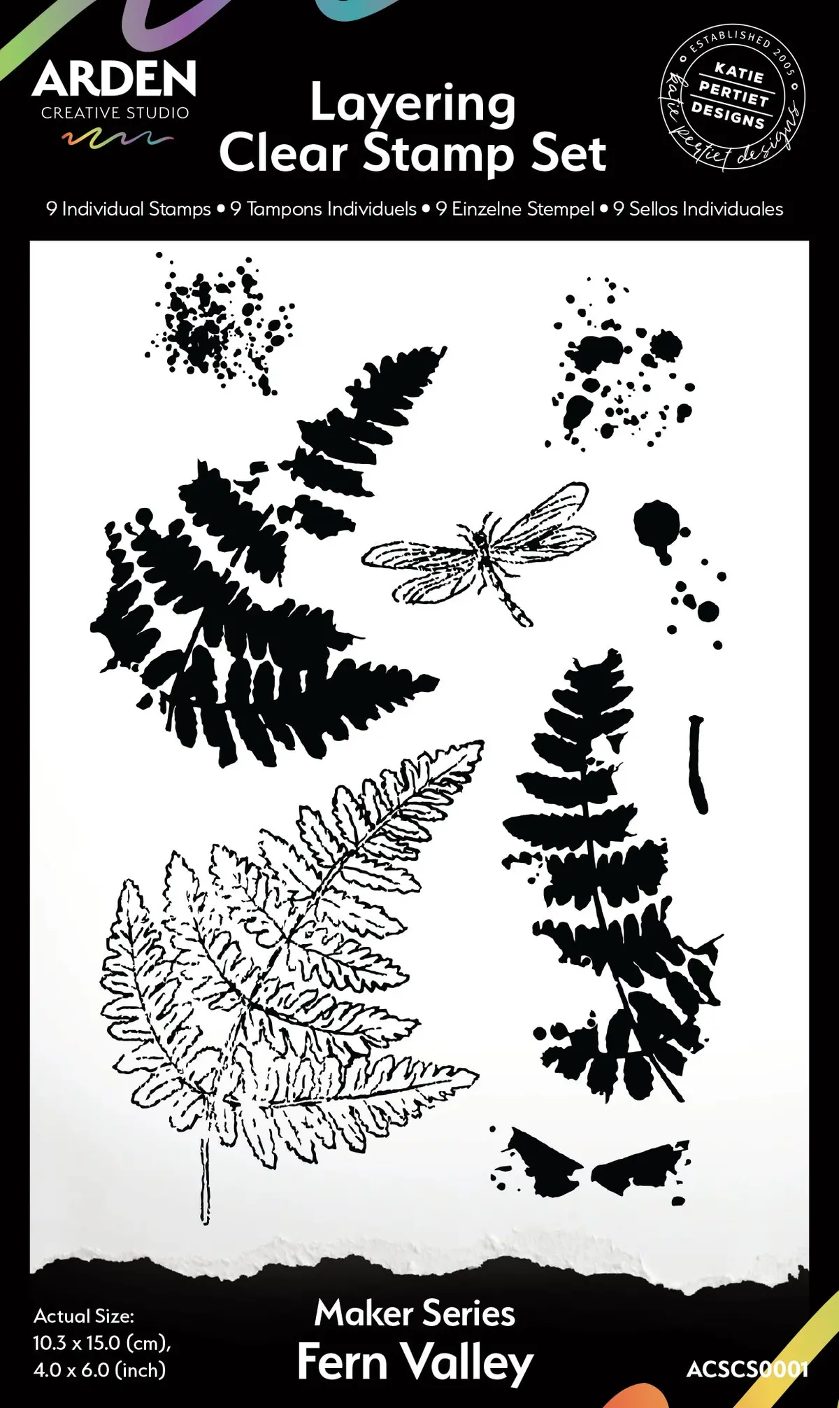 Arden Creative Studio Maker Series Fern Valley 4 In X 6 In Layering Clear Stamp Set 1