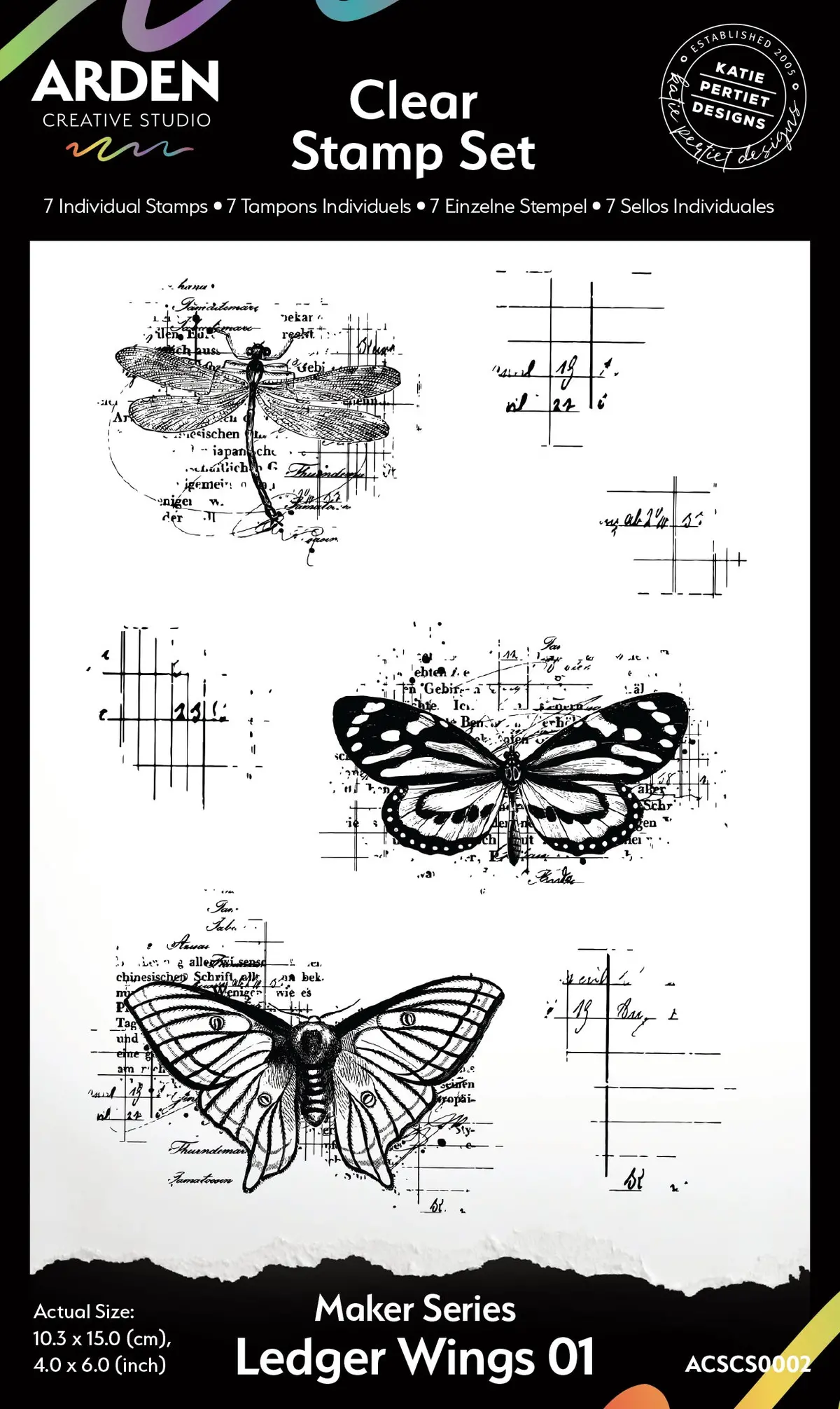 Arden Creative Studio Maker Series Ledger Wings 01 4 In X 6 In Clear Stamp Set 1
