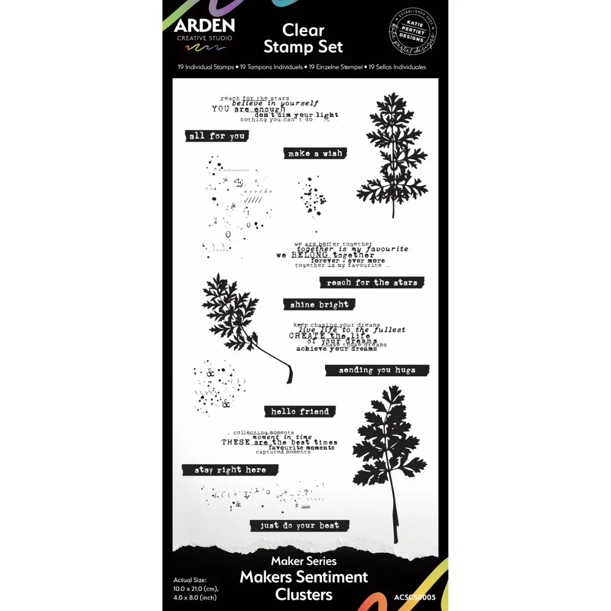 Arden Creative Studio Maker Series Maker's Sentiment Clusters 4 In X 8 In Clear Stamp Set 1
