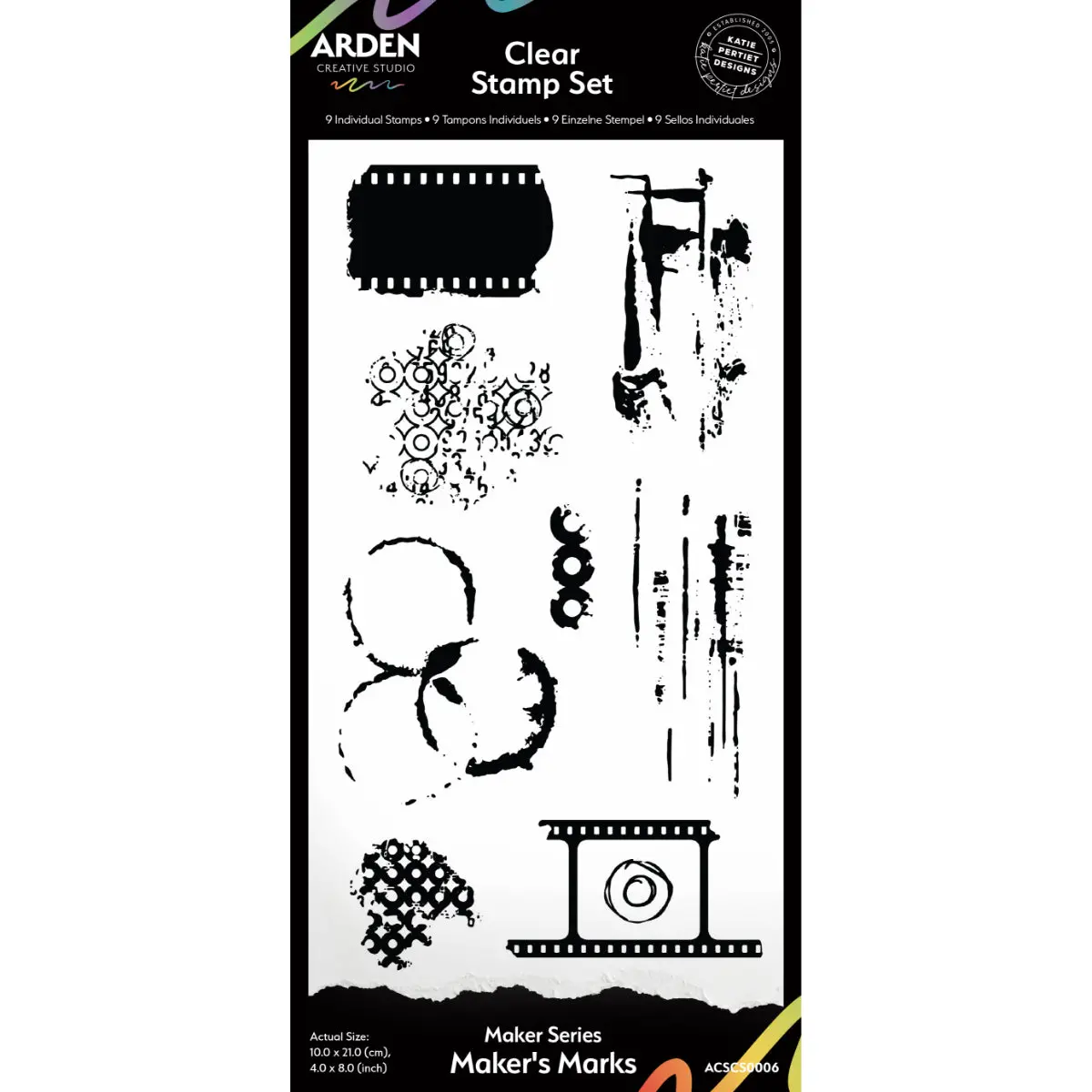 Arden Creative Studio Maker Series Maker's Marks 4 In X 8 In Clear Stamp Set 1