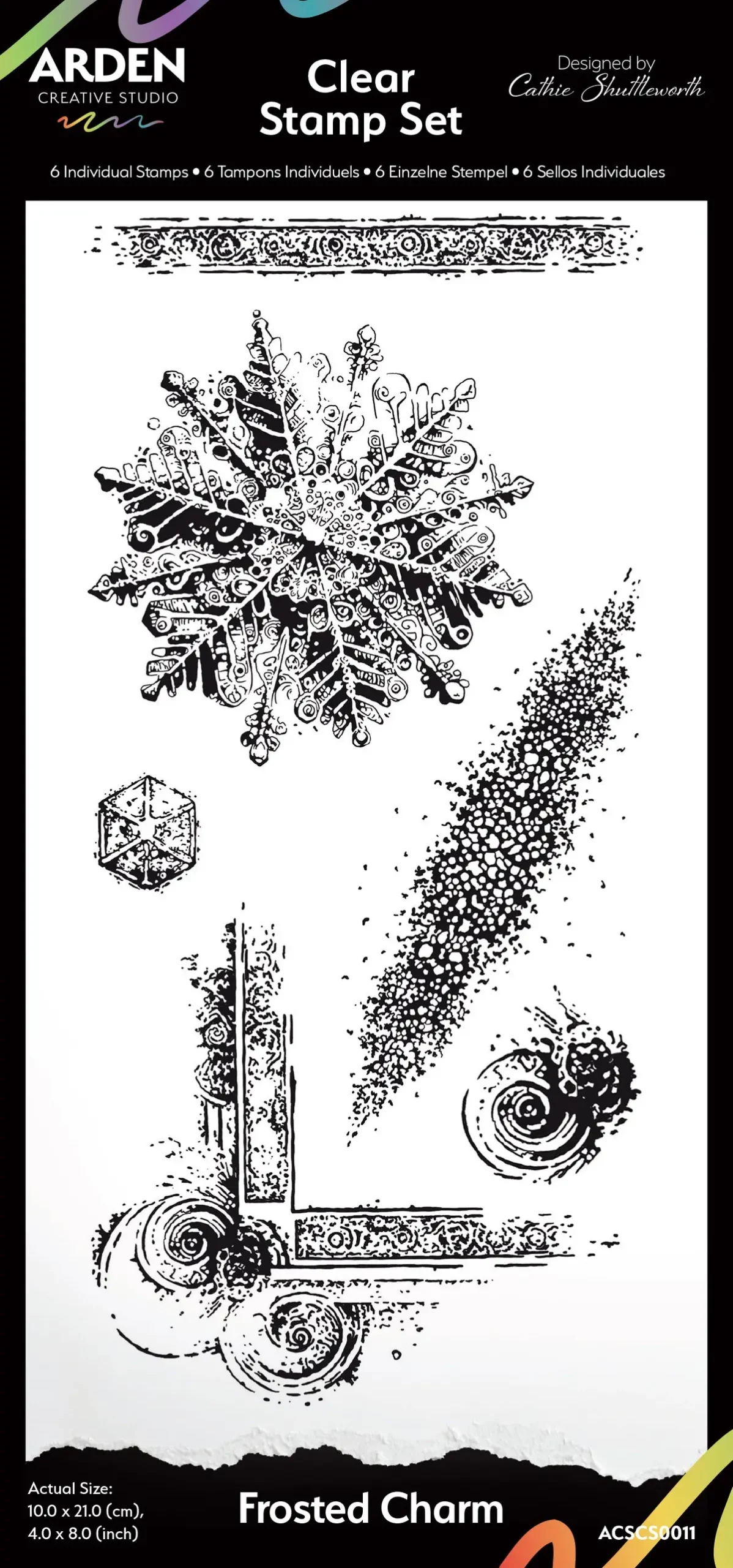 Arden Creative Studio Frosted Charm 4In X 8In Clear Stamp Set 1