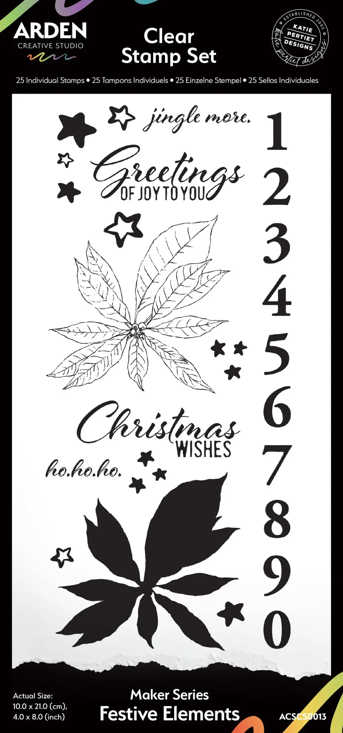 Arden Creative Studio Maker Series Festive Elements 4In X 8In Clear Stamp Set 1