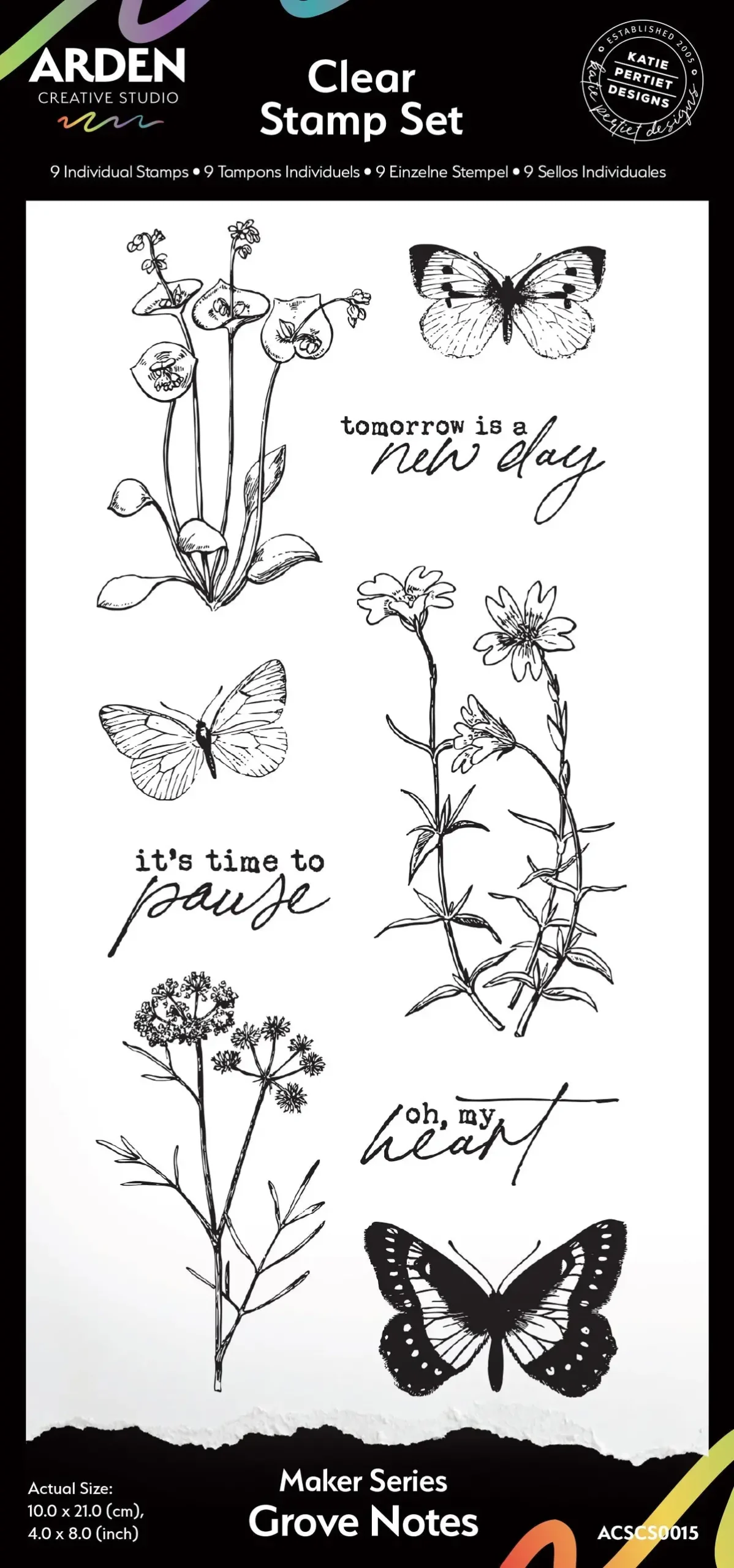 Arden Creative Studio Maker Series Grove Notes 4In X 8In Clear Stamp Set 1