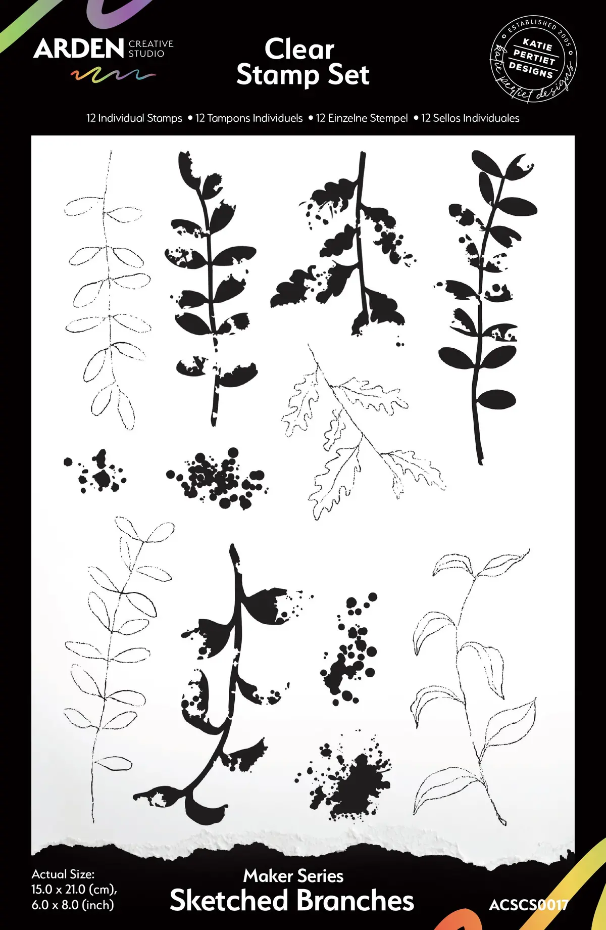 Arden Creative Studio Maker Series Sketched Branches 6In X 8In Clear Stamp Set 1