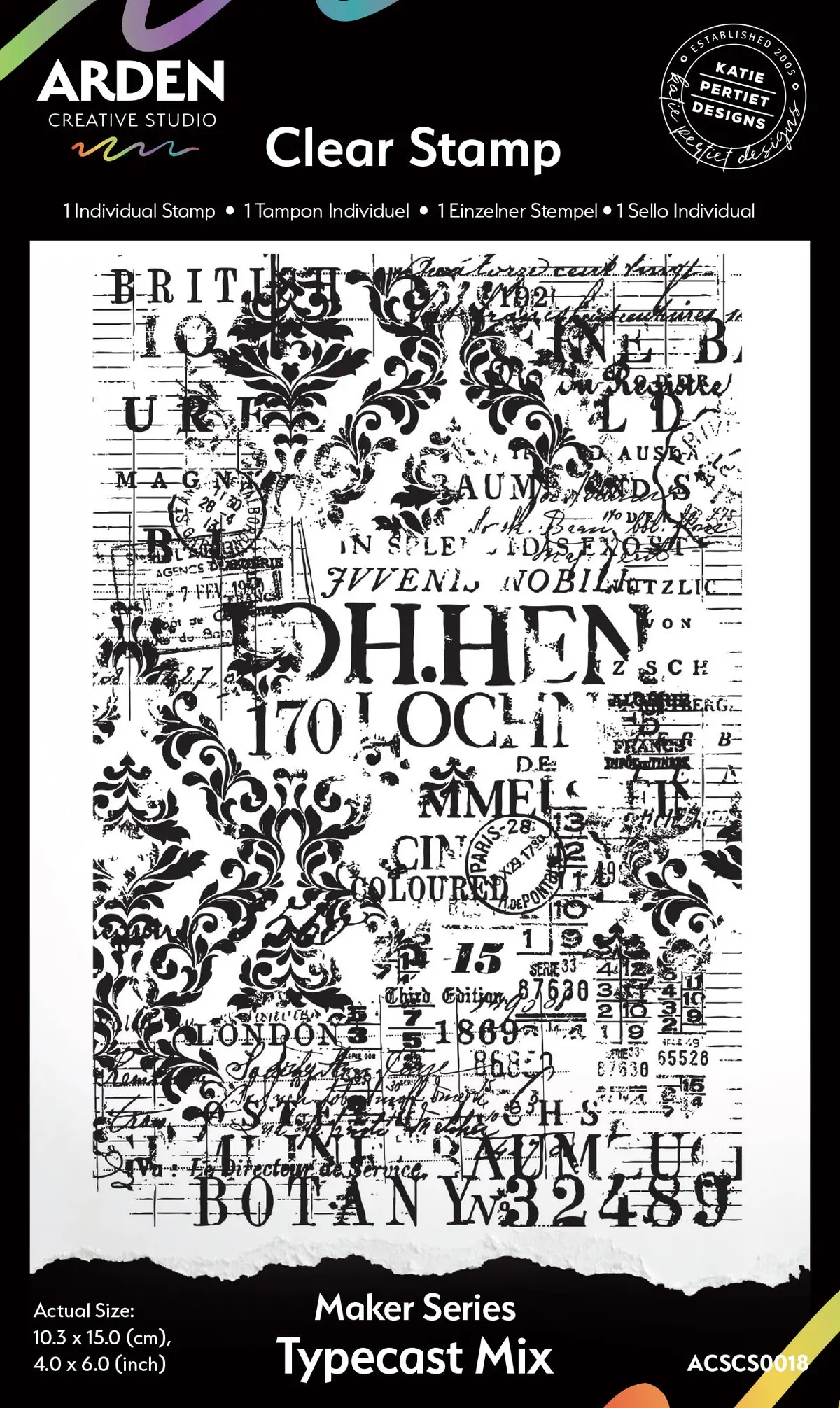 Arden Creative Studio Maker Series Typecast Mix  4In X 6In Background Stamp 1