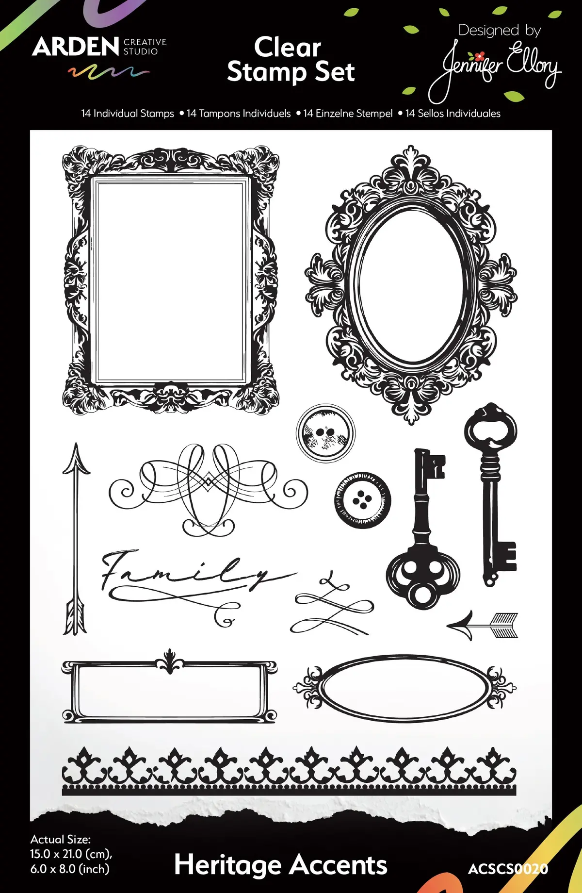 Arden Creative Studio Heritage Accents 6In X 8In Clear Stamp Set 1