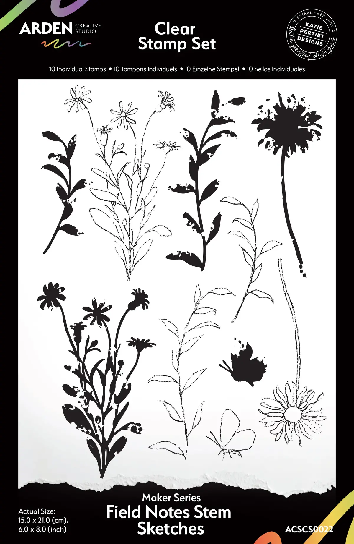 Arden Creative Studio Maker Series Field Notes Stem Sketches 6In X 8In Clear Stamp Set 1