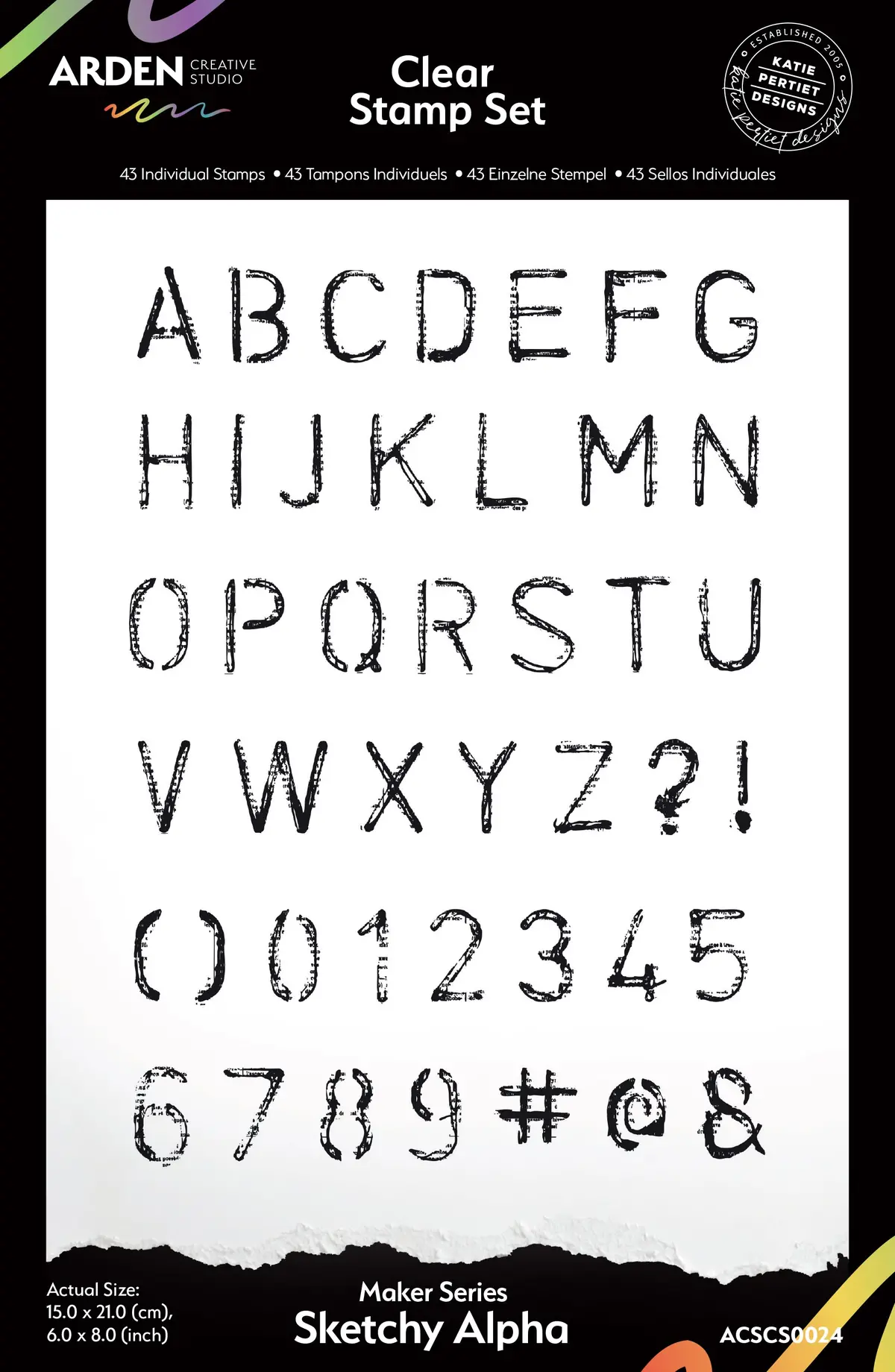 Arden Creative Studio Maker Series Sketchy Alpha 6In X 8In Clear Stamp Set 1