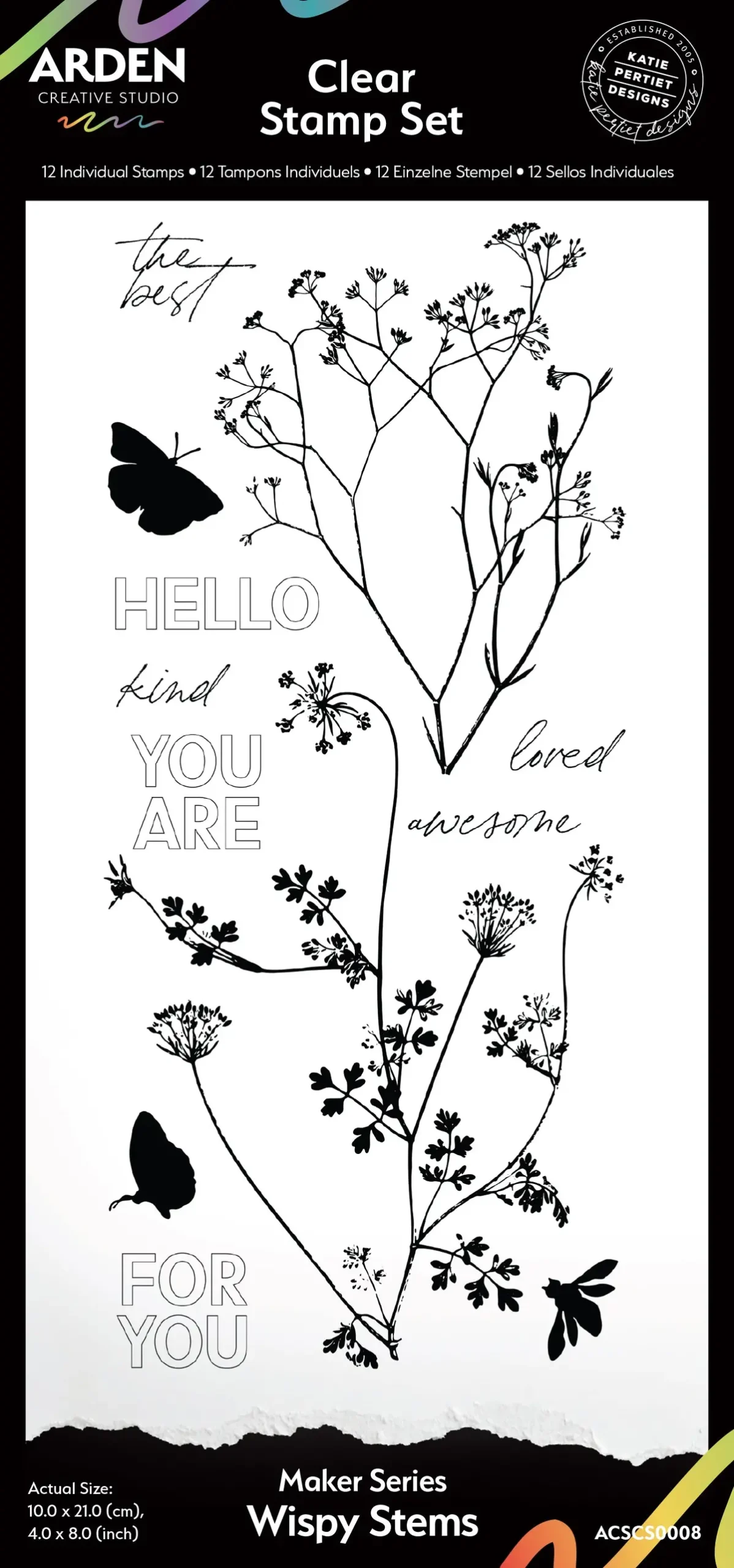 Arden Creative Studio Maker Series Wispy Stems 4 In X 8 In Clear Stamp Set 1
