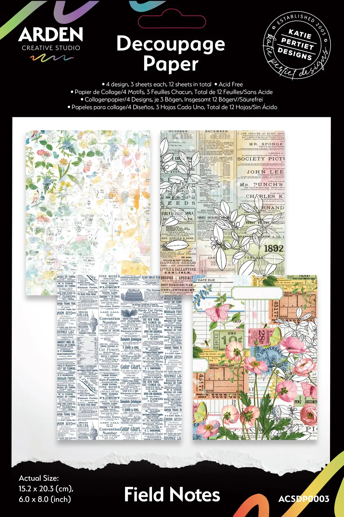 Arden Creative Studio Field Notes 6In X 8In Decoupage Paper 1