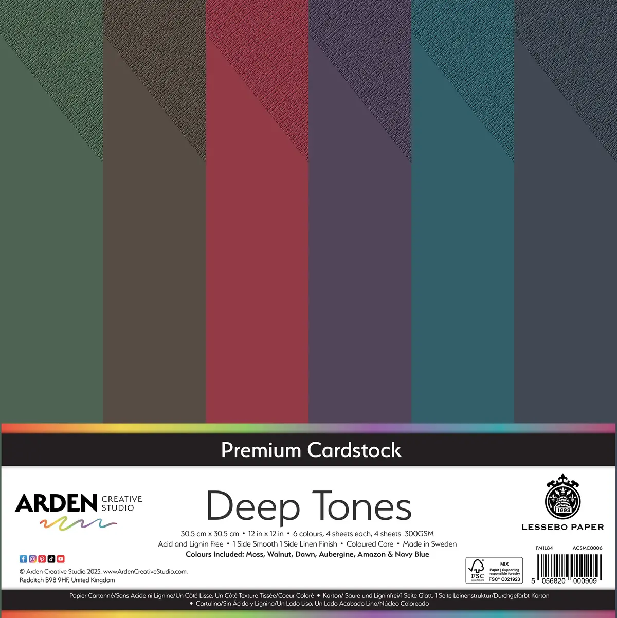 Arden Creative Studio Premium Cardstock Deep Tones 12In X 12In 300Gsm 24 Pack 1