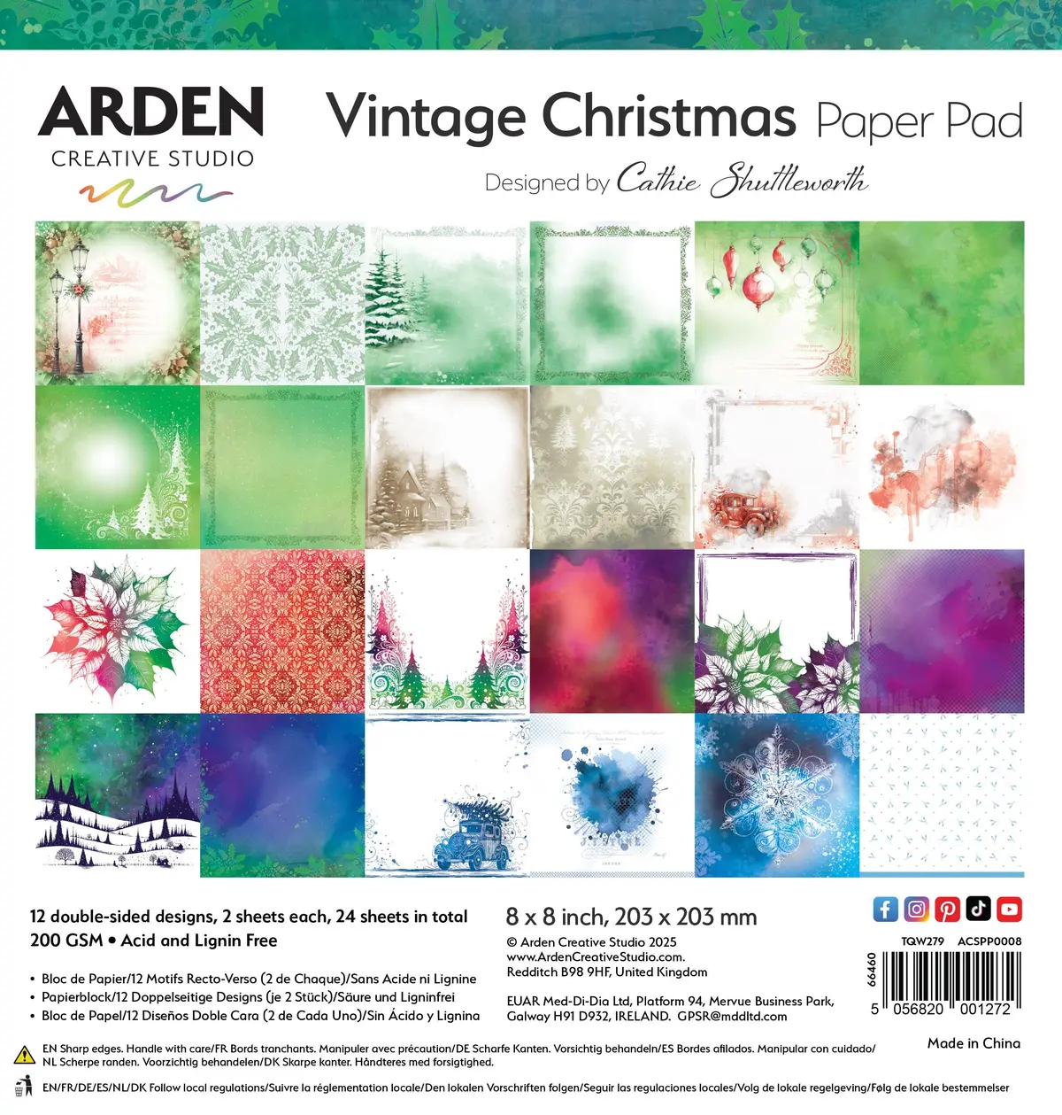 Arden Creative Studio Vintage Christmas 8In X 8In Paper Pad 1