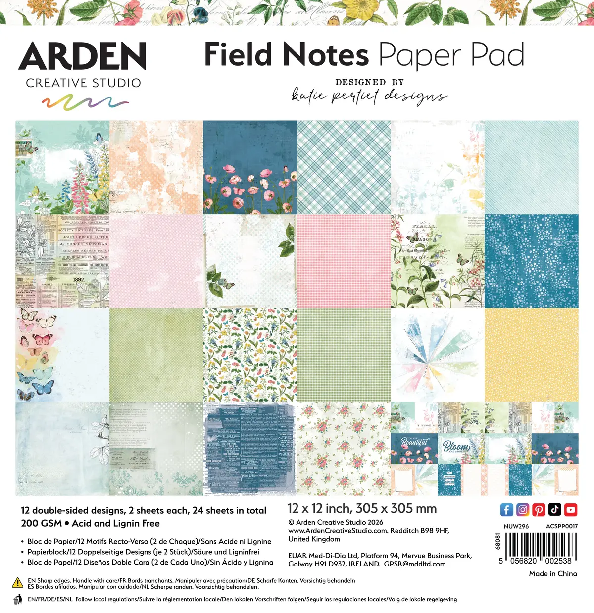 Arden Creative Studio Field Notes 12In X 12In Paper Pad 1