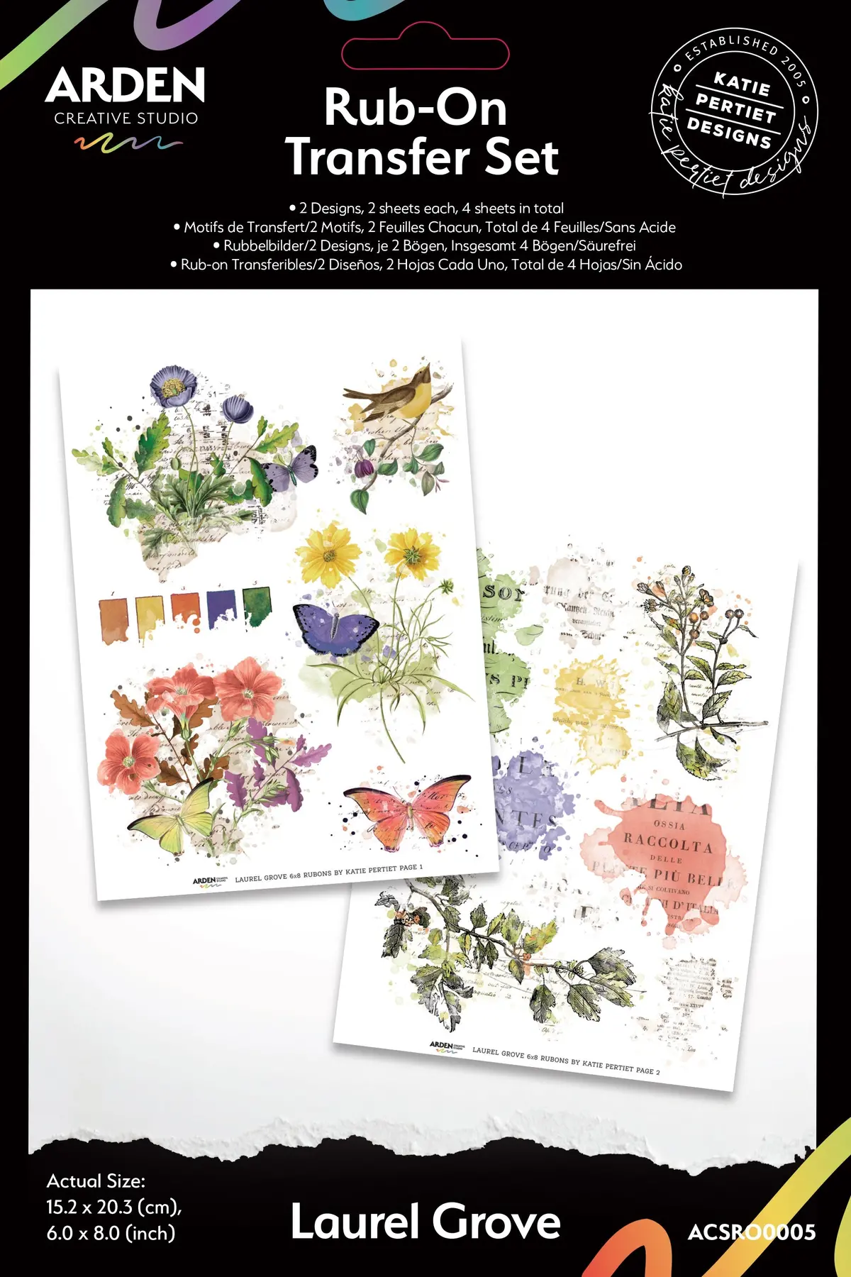 Arden Creative Studio Laurel Grove 6In X 8In Rub-On Transfer Set 1