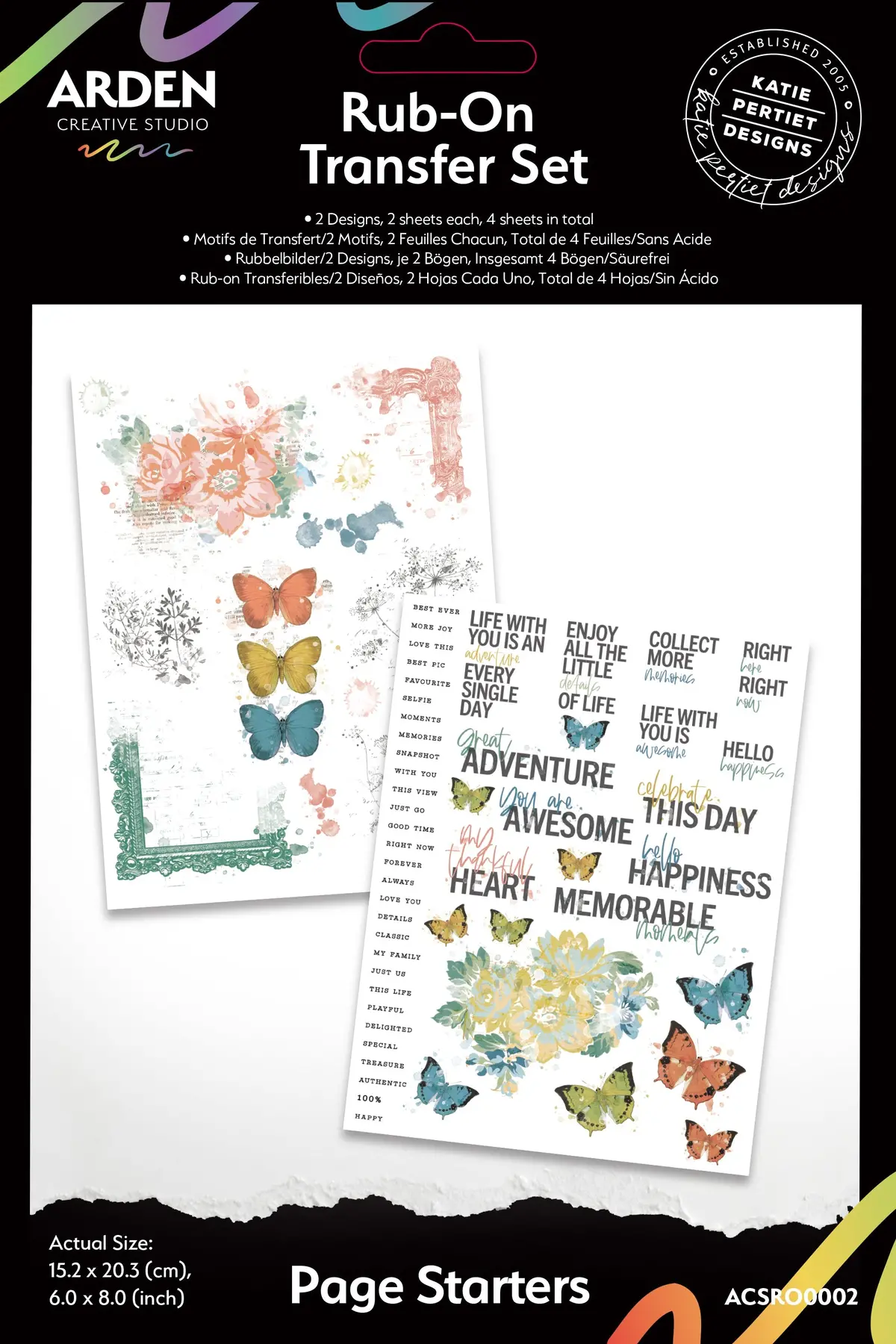 Arden Creative Studio Page Starters 6 In X 8 In Rub-On Transfer Set 1