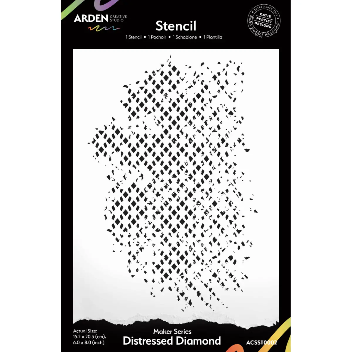 Arden Creative Studio Maker Series Distressed Diamond 6In X 8In Stencil 1