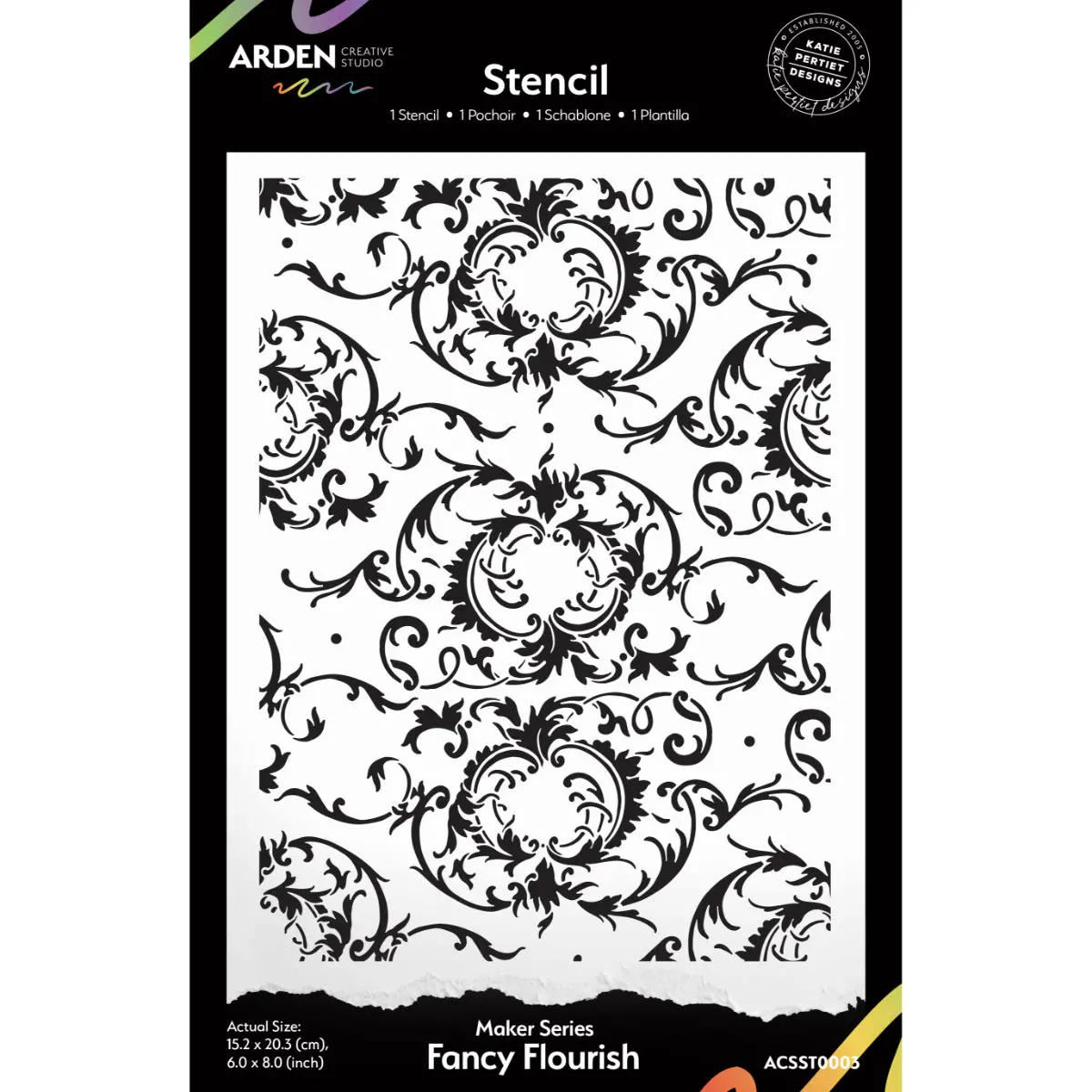 Arden Creative Studio Maker Series Fancy Flourish 6In X 8In Stencil 1