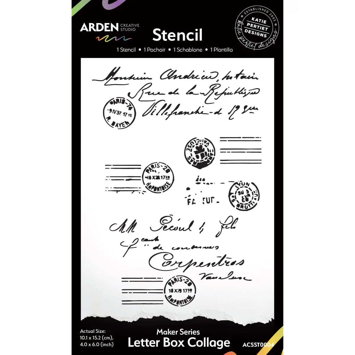 Arden Creative Studio Maker Series Letter Box Collage 4In X 6In Stencil 1