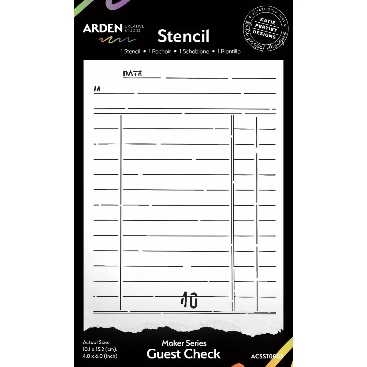 Arden Creative Studio Maker Series Guest Check 4In X 6In Stencil 1