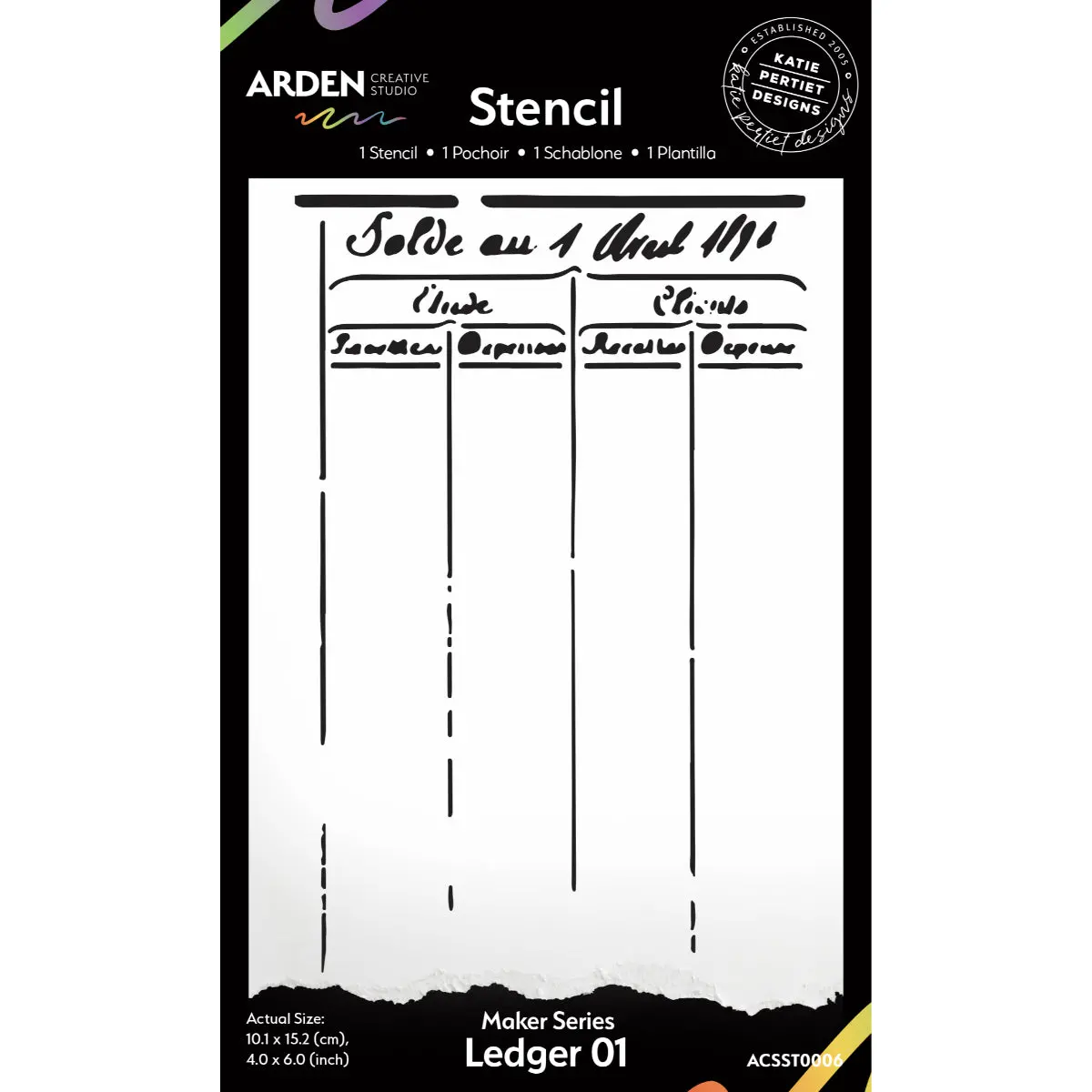 Arden Creative Studio Maker Series Ledger 01 4In X 6In Stencil 1