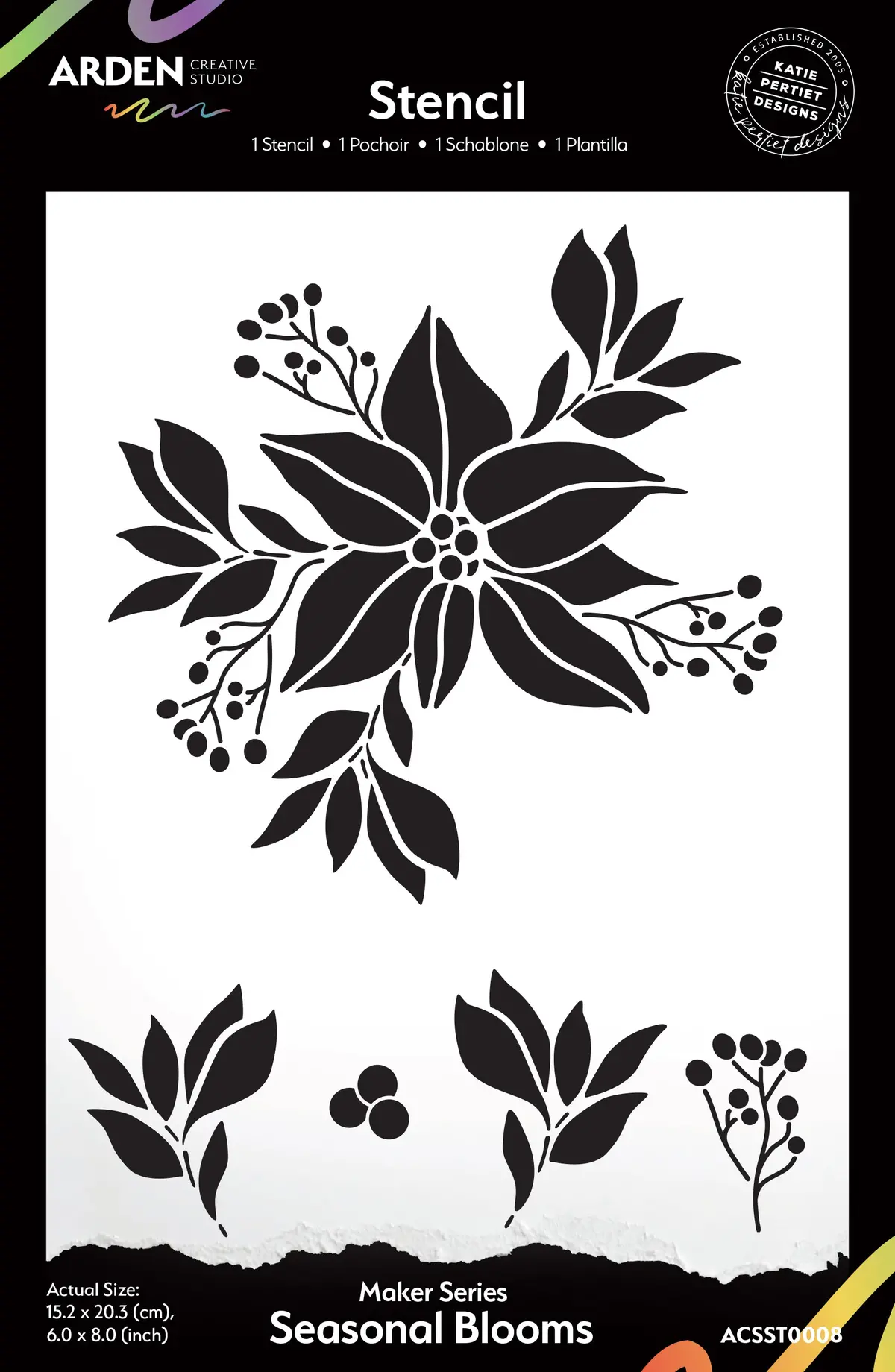 Arden Creative Studio Maker Series Seasonal Blooms 6In X 8In Stencil 1