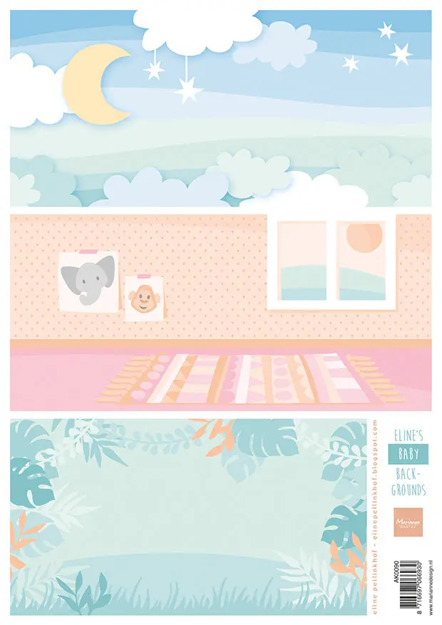 Marianne Design A4 Cutting Sheet - Eline's Baby Backgrounds 1