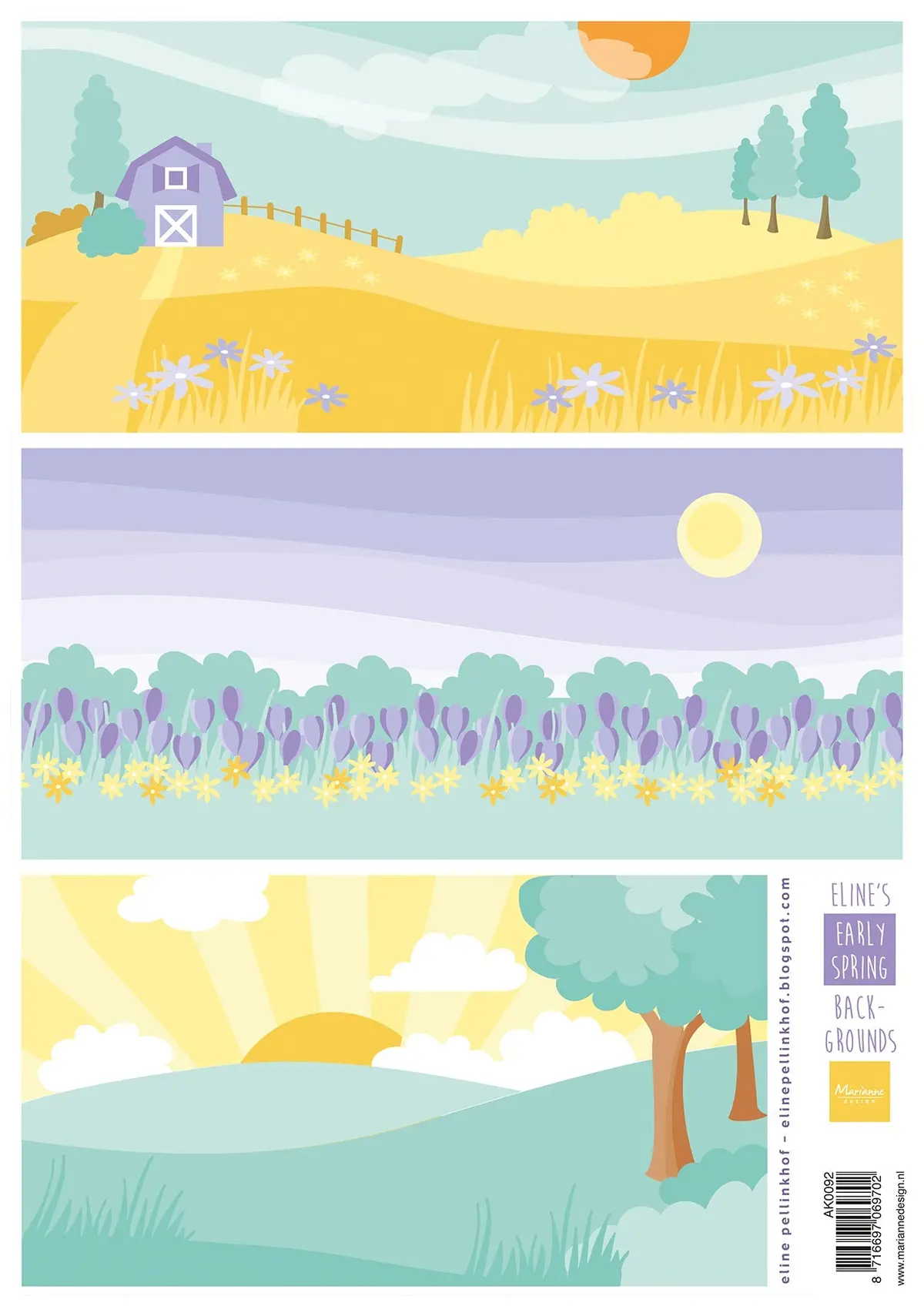 Marianne Design A4 Cutting Sheet - Eline's Early Spring Backgrounds 1