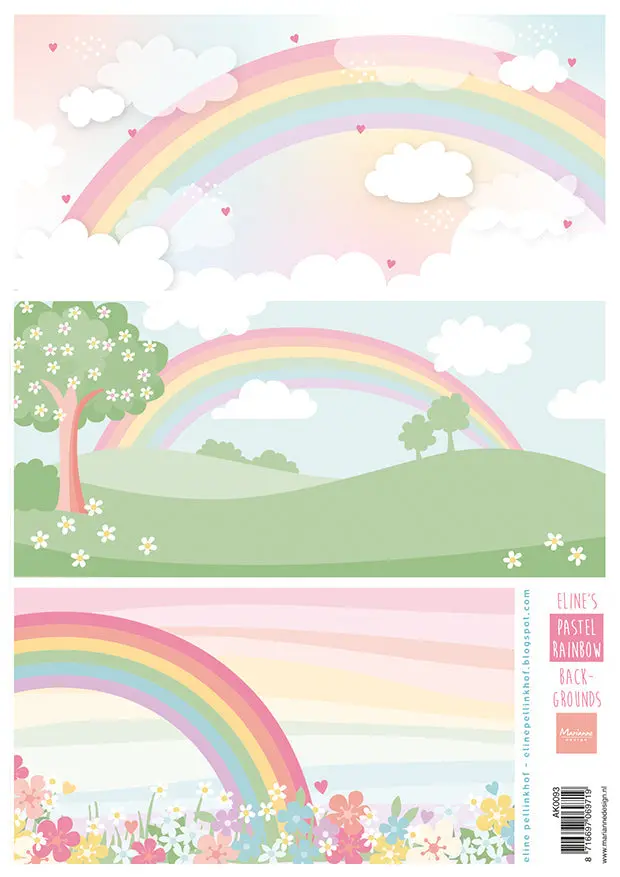 Marianne Design A4 Cutting Sheet - Eline's Pastel Rainbow Backgrounds 1