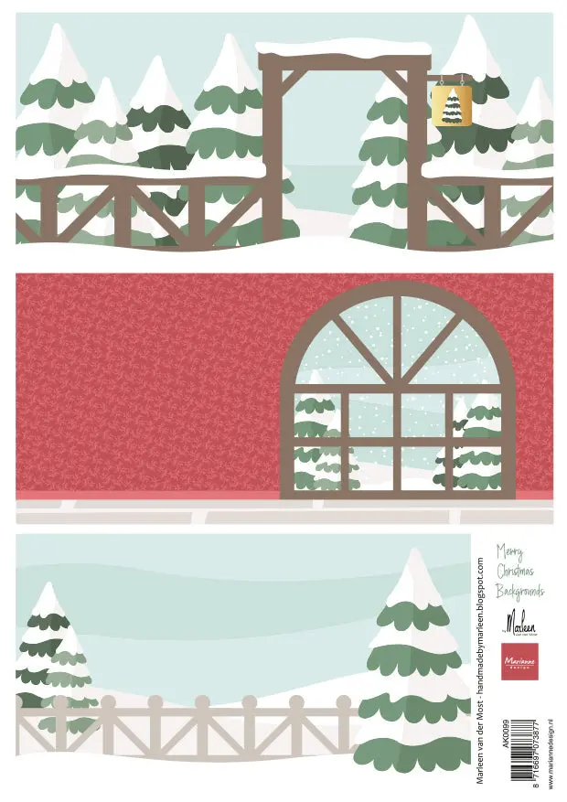 Marianne Design A4 Cutting Sheet - Merry Christmas Backgrounds By Marleen 1