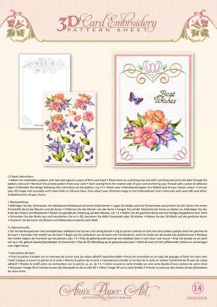 Ann Paper Embroidery Pattern - Blue Lily 1