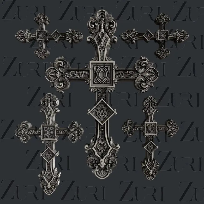 Zuri Designs Ornate Crosses Set 3 1