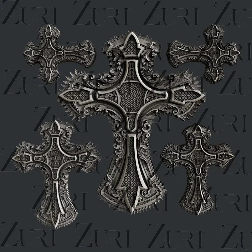 Zuri Designs Ornate Crosses Set 4 1